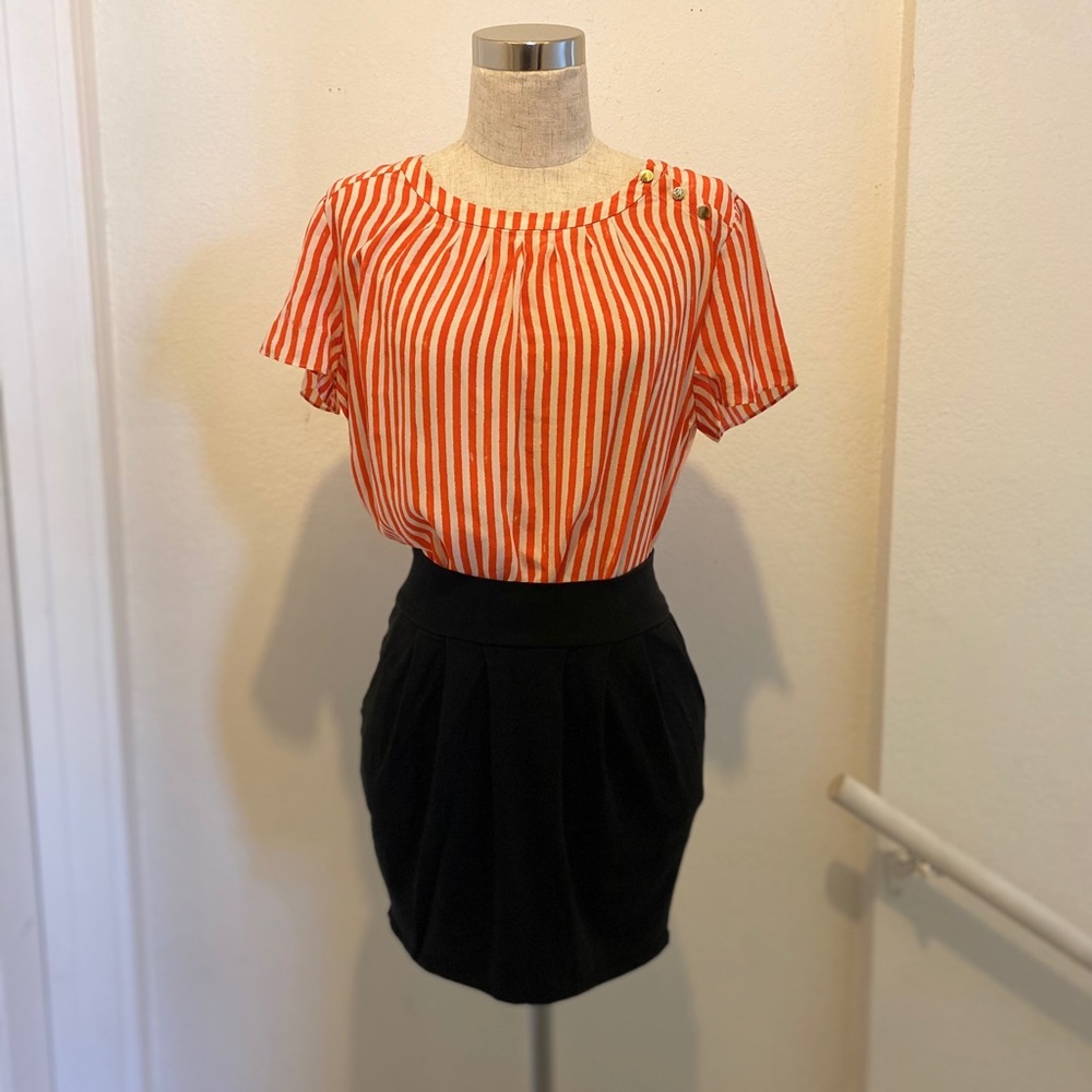 Banana Republic orange striped blouse